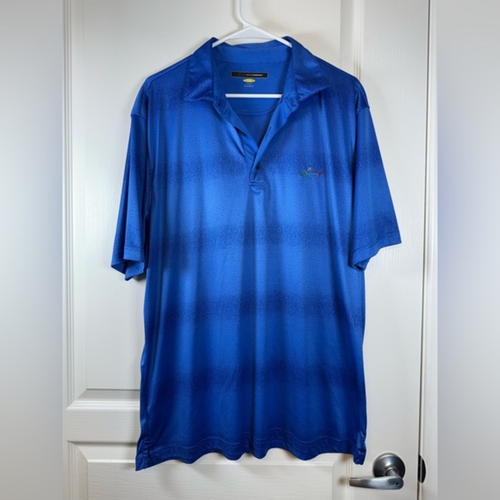 Greg Norman Cobalt Blue Performance Polo Golf Shirt Play Dry Size XL EUC #2017